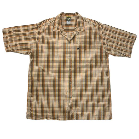 The North Face Shirt Mens XL Extra Large Orange Brown A5 Series Plaid Button Up - Picture 1 of 11